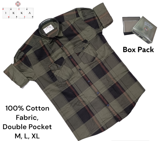 MENS DOUBLE POCKET CHECKERED SHIRTS( PACK OF 3)