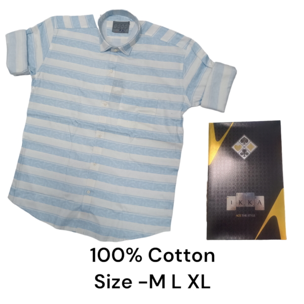 Men box pack 100% cotton straips shirt-9215-BLUE-[pack of 3]