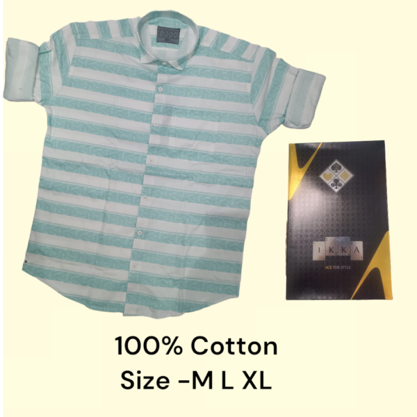 Men box pack 100% cotton straips shirt-9215-GREEN-[pack of 3]