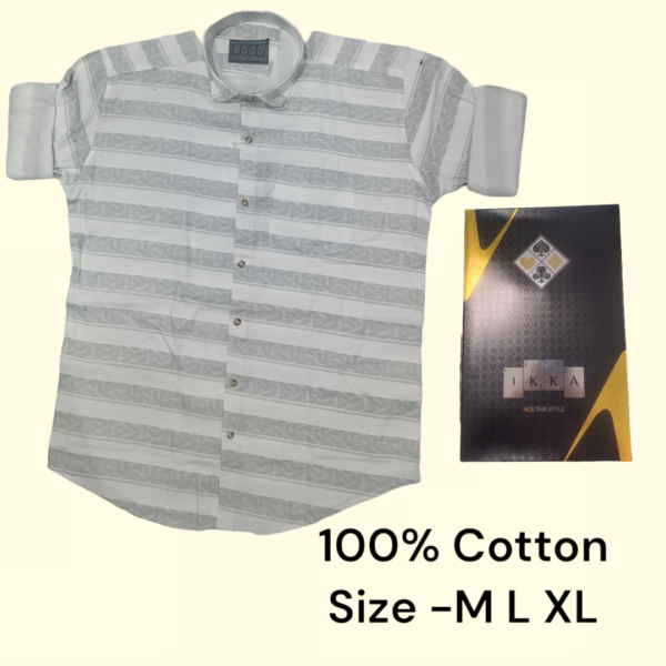 Men box pack 100% cotton straips shirt-9215-GREY-[pack of 3]