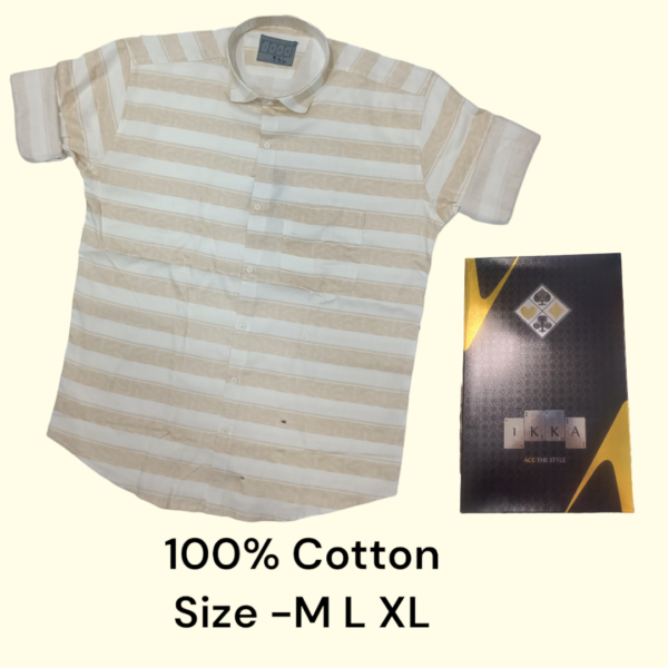 Men box pack 100% cotton straips shirt-9215-MUSTARD-[pack of 3]