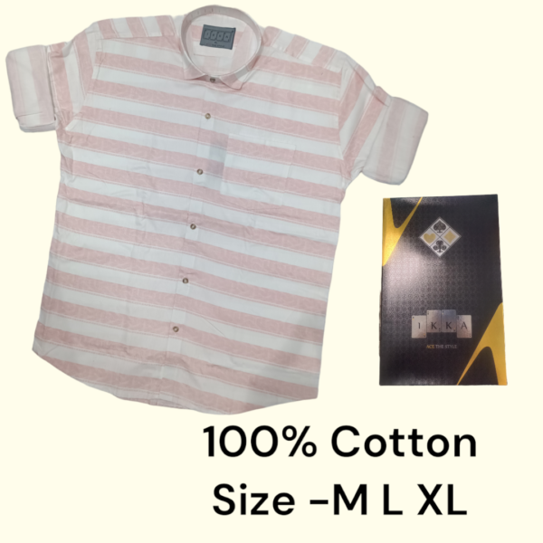 Men box pack 100% cotton straips shirt-9215-PEACH-[pack of 3]